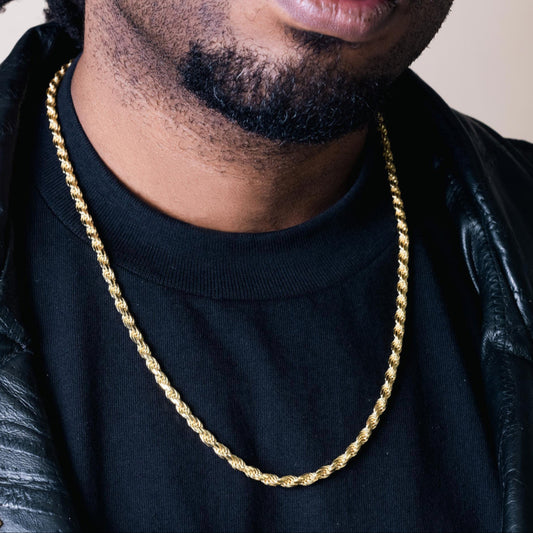 4MM Rope Chain .925 Solid Sterling Silver (Gold Plated)