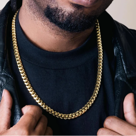 9MM Miami Cuban .925 Solid Sterling Silver Chain (Gold Plated)